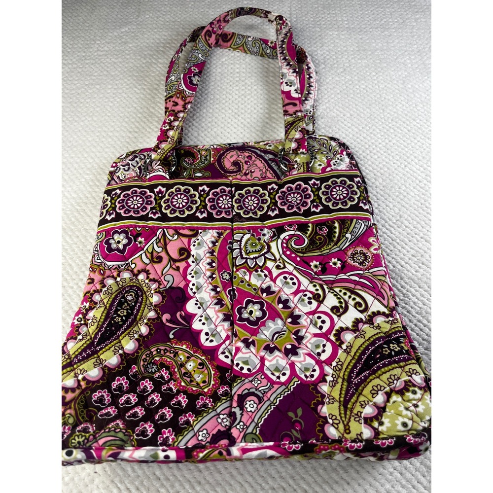Vera Bradley Plum Crazy Paisley Quilted Cotton Tote‎ Shoulder Bag Pink Purple